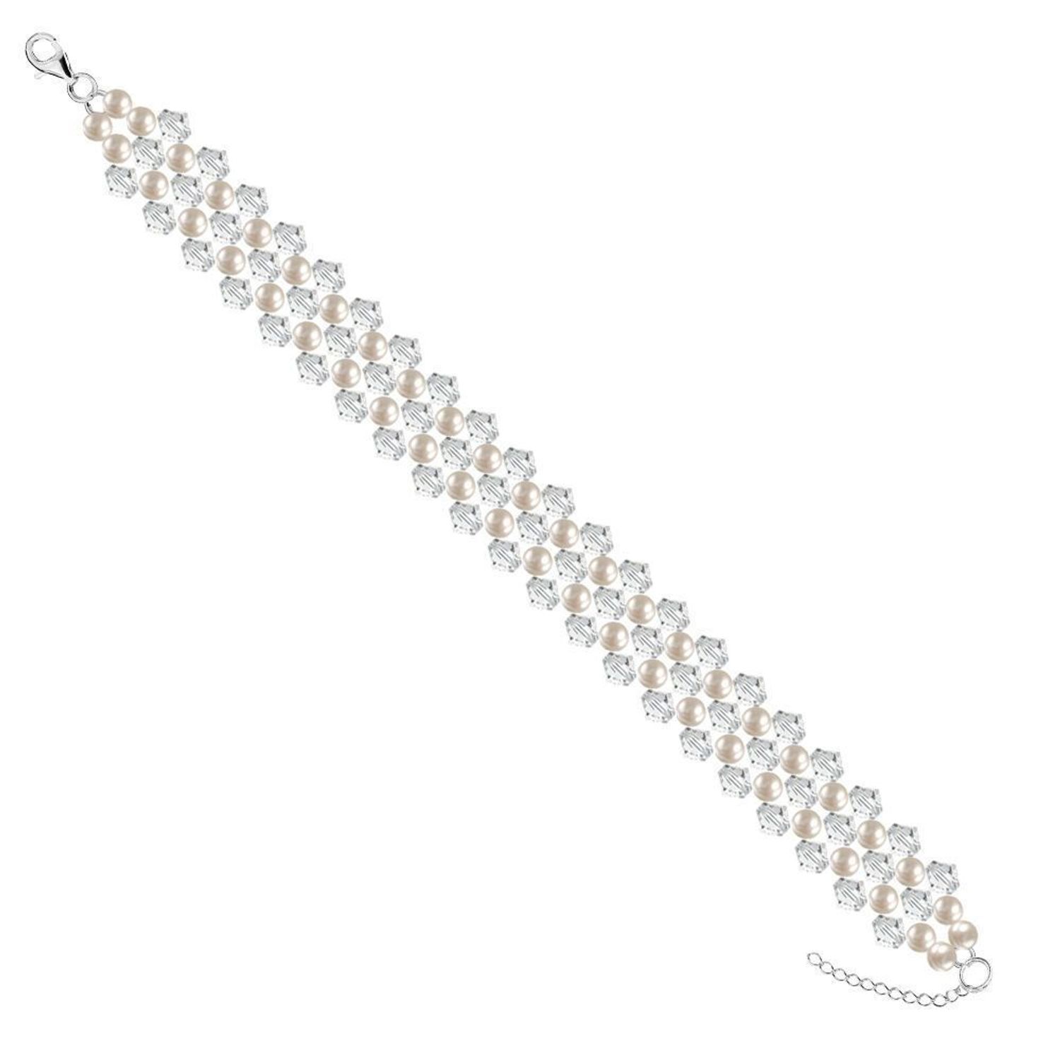 Bransoletka srebna Swarovski element z perłami. Bransoletka Srebrna Swarovski Jewellery✓Bransoletka srebrna w Sklepie z Biżuterią zegarki-diament.pl✓Piękna i Elegancka Bransoletka dla Kobiet✓1.jpg